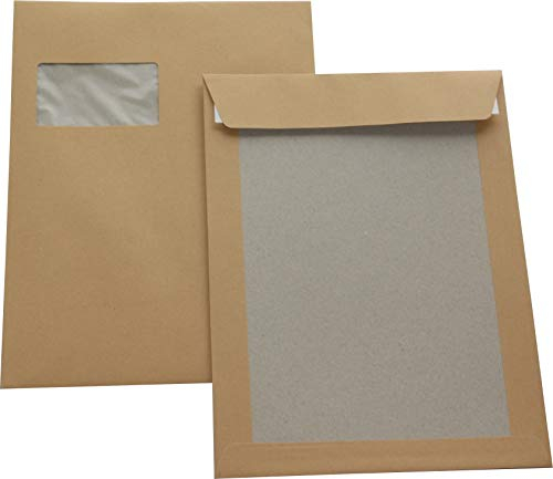 10 St. C4 Papprückwand Versandtaschen mit Fenster braun 120 gr. Kuvert Haftklebend Briefumschläge HK Briefhüllen