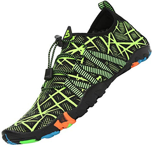 SAGUARO Badeschuhe Herren Wasserschuhe Damen Barfuss Schuhe Sport Schwimmschuhe Barfußschuhe Gegen Seeigel Aquaschuhe rutschfest Strandschuhe Leicht Neoprenschuhe Barfussschuhe Grün 1, Gr.44