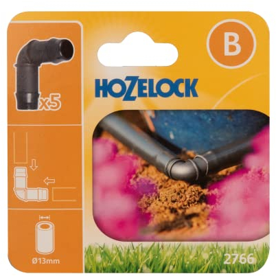 HOZELOCK - Micro Irrigation Elbow Fittings 90° ø 13mm (1/2) : Ideal for Creating a Bifurcation, UV-Resistant [2766 0005], Black