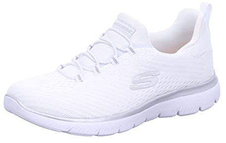 Skechers Summits Fast Attraction, Slip on Mujer, White/Silver, 37 EU