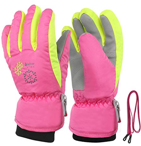 TBoonor Enfants Gants de Ski Chaud Moufles Snowboard Gants de Neige Coupe-Vent Antidérapant pour Randonnée Patinage Hiver Sports pour Fille Garçon Unisexe (Pink, M（9-12 Jahre）)