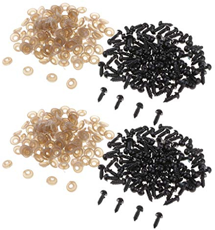 sharprepublic 200x Teddyaugen schwarz 7mm Sicherheitsaugen Kunststoffaugen Plüschtier Sicherheitsaugen Puppen Augen