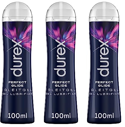 Durex Perfect Glide Gleitgel – Silikonbasiertes Gleitmittel für besonders lange Gleitfähigkeit – 3x100 ml