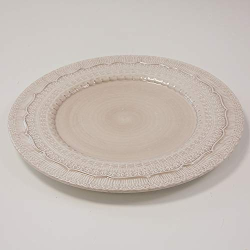 Decor Essentials Porcelain Embossed Charger Plates Pastel Themed Weddings for Easter Spring Dinner (Bone)
