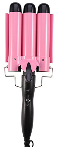 Jadeshay Beach Waves Lockenstab 3 Fässer Welleneisen fur Haare, Turmalin Keramik Lockeneisen, Einstellbarer Temperatur, Schnelle Heizung, Haar Styling Werkzeug 32MM