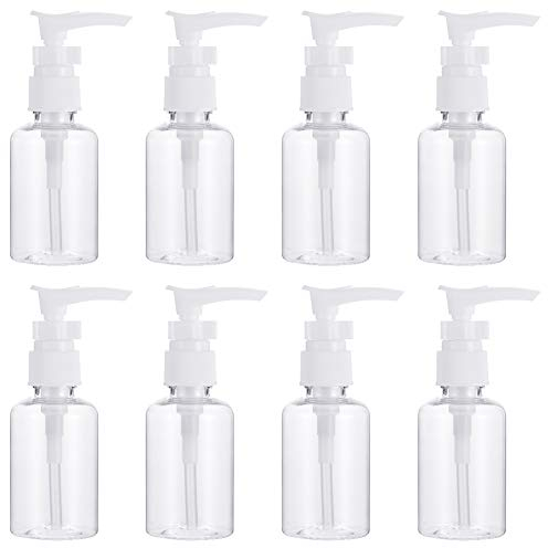 hugttt 8 Pieces 50ml Travel Bottles Pump Bottle Portable Empty Clear Plastic Bottle Dispenser