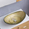 HomeLava Gehärtetes Glas Waschbecken Oval Klein Aufsatzwaschbecken Waschschale Handwaschbecken 42 cm mit Ablaufgarnitur für Gäste WC Bad (ohne Wasserhahn)