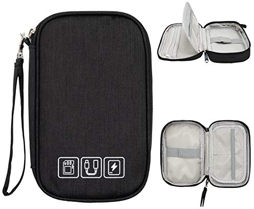 Ruyosn-Cable Organizer Bag Waterproof Cable Bag Small Hard Drive Bag Electronic Bag Electronic Organizer Cable Bag Electronics Accessories Organizer Cable, Black