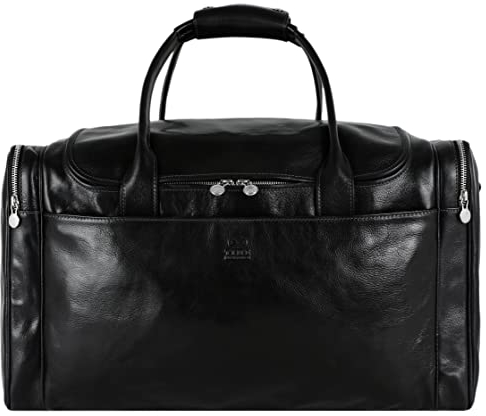 Weekender Herren und Damen - Reisetasche Leder - Made in Italy - Hochwertige Reisetaschen - Edel & Elegant - Time Resistance (Schwarz)