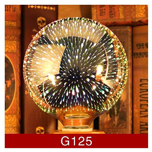 QIFFIY Ceiling fan light 3D Decoration LED Bulb E27 6W 85-265V Vintage Edison Light Bulb Star Fireworks Lamp Holiday Night Light Novelty Christmas Tree Ceiling Fan (Emitting Color : G125)