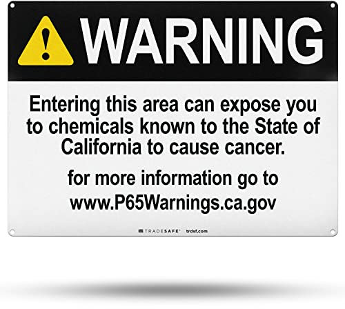 TRADESAFE Prop 65 Cancer-causing Chemicals – Warnschilder, schnell installierendes Aluminium-Sicherheitsschild, lichtreflektierend, wasserdichte Schilder für Geschäft, 35.6x25.4 cm Prop 65 Warnschild
