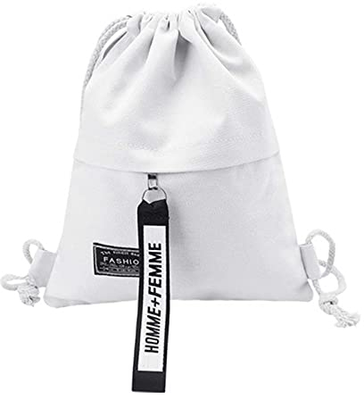 LIYGHFRTIO Segeltuch Rucksack mit Kordelzug, Turnbeutel Sportbeutel Rucksack Gym Beutel Sack Bag Tasche Sackpack Kordelzugbeutel Gymnastikbeutel Trainingsbeutel Damen Herren (Color:Weiß)
