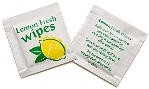 Pack of 100 Lemon Scented Wet Hand Wipes Individually Wrapped