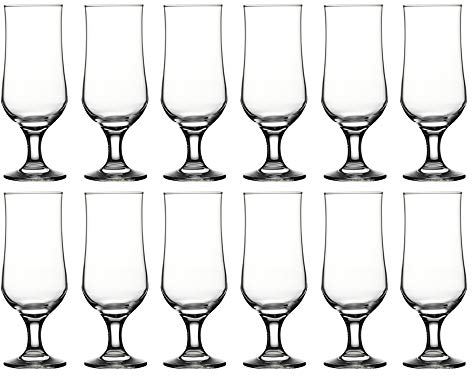 Clear 385ml Stemmed Beer Glasses, Pilsner Lager Mugs, Modern Tulip Design - Set of 6 or 12 (12)