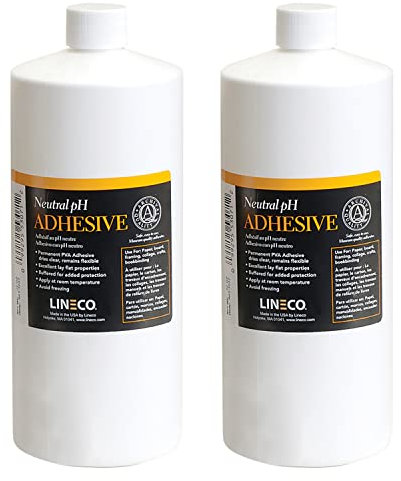 Lineco, Neutral pH Adhesive, Archival Quality Acid-Free PVA Buffered Adhesive Dries Clear Flexible, 1 Quart, Ideal for Paper Board Framing Collage Crafts Bookbinding, Pack of 2