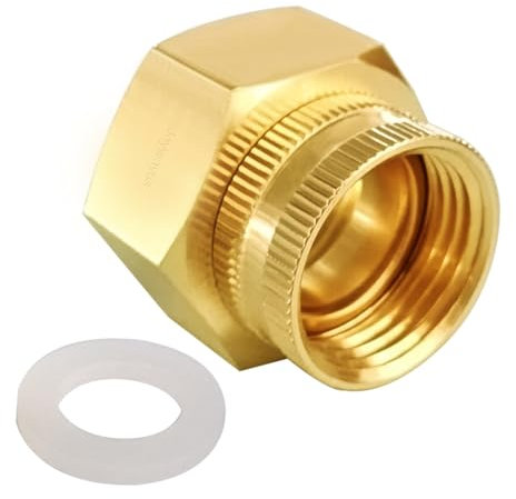 Joywayus Tubo giratorio de latón 3/4 GHT x 1 NPT doble rosca hembra manguera de jardín roscada a tubería adaptador roscado