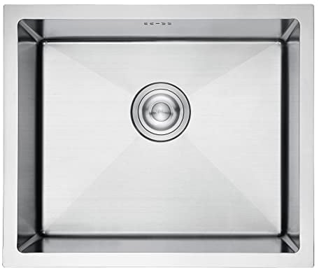 Ibergrif M85043 Fregadero Cocina 50 x 43 cm, Fregadero Bajo Encimera o Sobre Encimera con Filtro de Drenaje, Acero Inoxidable