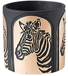 Hosoncovy 14CM Zebra Pattern Cement Planter Pot - Indoor Succulent and Plant Container - Garden Tabletop Flower Pot (Black and Gold)
