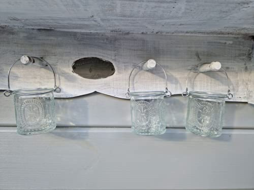 Arinosa Windlichter Teelichthalter zum Hängen Glas Landhaus Nostalgie Vintage 3 er Set Ø6 x7 cm