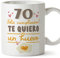 MUGFFINS Tazas 70 Cumpleaños - En Español - Te quiero un Huevo Regalo Amigos Novios Familiares - 11 oz / 330 ml - Regalo original y divertido