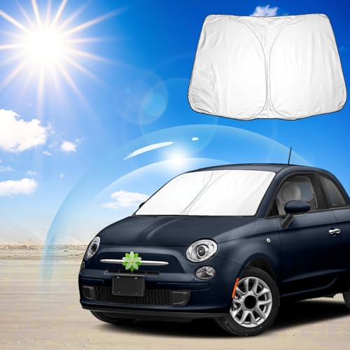 Ruiya Compatible con Fiat 500 Abarth 595 2017-2023 Parasol para Parabrisas de Coche, Parasol Delantero Coche Parasol Protector Solar para Coche Protección UV Parabrisas de Coche Parasol Protector