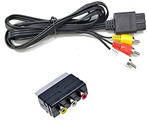 WICAREYO AV Kabel mit 3RCA auf Scart Adapter für N64 NGC SNES, 5.9 Fuß/1.8m TV Composite Audio Video Kabel mit 3Cinch auf Scart Adapter für N64 NGC SNES