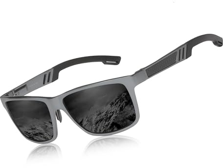 KINGSEVEN Männer Polarisierte Sonnenbrille Aluminium Magnesium Sonnenbrille Fahren Gläser Rechteck Shades Für Männer Oculos masculino Männlich (Gun Ash)