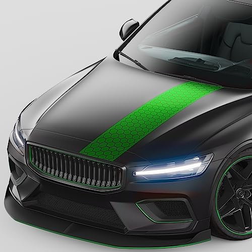 Finest Folia Rennstreifen Auto Aufkleber 120x25cm für Motorhaube Motorrad Bus Sticker Kfz Zubehör Tuning Dekor Design Folie Racing Streifen Dach KX079 (06 Hellgrün)