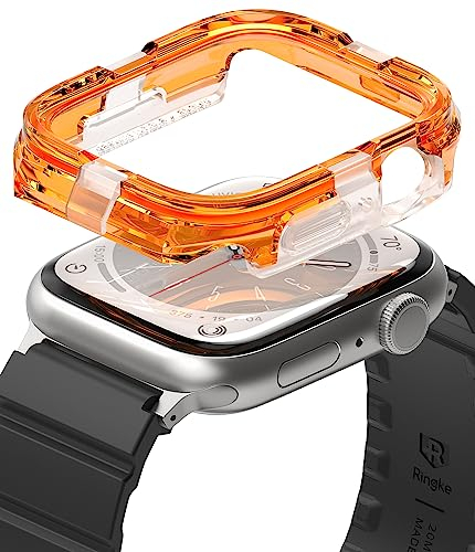 Ringke Fusion Bumper Compatible con Apple Watch Case, Apple Watch 9, 8, 7 (45mm) y Apple Watch 6, 5, 4, SE (44 mm) Cubierta de Doble Capa para Mujeres, Hombres - Neon Orange