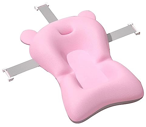 Cojin Bañera Bebe, Evita Resbalones Reductor BañeraBbebe Suave Ajustable Asiento Bañera Bebe Ligero Secado rápido Adaptador Bañera Bebe Plegable Bebé Ducha Admite Accesorios (Rosa)