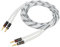 InnoStars 14AWG Speaker Wire Cable (15 Feet), Premium Heavy Duty Braided Speaker Cable Dual Gold Plated Banana Plug Tips - 99.99% Oxygen-Free Copper, in-Wall CL2 - White, 15ft