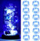 Dufuso 12 x 20er LED Lichterkette Batterie Dekoration für Weihnachts, Mini Romantisch led lichterkette mit batterie CR2032, 2M Kupfer Drahtlichterkette Wasserdichte für Party, Hochzeit DIY Deko(Blau)