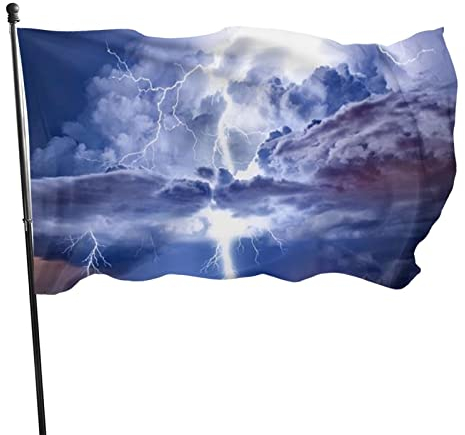 Flagge, 91 x 152 cm, Sturm und Schiff, lebendige Farben, Outdoor-Sport-Banner, lichtbeständig, Polyester, Hofflagge mit 2 Messingösen für drinnen und draußen