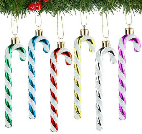 14cm Zuckerstangen Glitzernd 6 Stück Zuckerstangen Weihnachtsbaum Anhänger Weihnachtsdeko Zuckerstangen Zuckerstange Ornamente Zuckerstangen Anhänger für Weihnachten Neujahr Geschenke