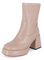 QUEEN HELENA Stivaletti con Plateau Stivali con Tacco Largo Donna K3231 (Khaki Pu, 39)