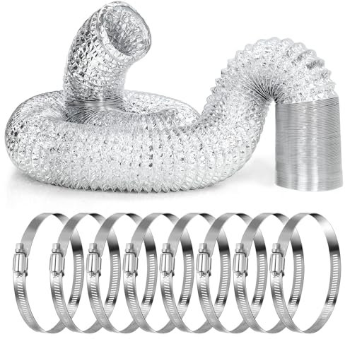Yaocom Tuyau de collecte de poussière en PVC de 20,3 cm et 9,1 m avec colliers de serrage en acier inoxydable - Flexible et transparent - Résistant aux perforations - Pour aspirateur, système de
