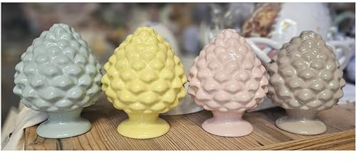 SHARON Porzellan-Tannenzapfen-Glücksbringer-Dekoration, Made in Italy-Idee für Hochzeitsgeschenk, 3 Varianten GIALLO