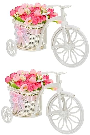 plant stand2 PCS Bicycle Bike Plant Stand Tricycle Flower Cart Decorative Planters Shopping Cart Planter Tricycle Planter Garden Cart Stand Silk Flower Baby Crafts Cactus
