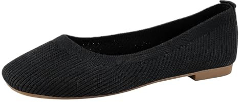 Shoes Size 7 Ballerina Shoes for Women Wide Fit Women's Solid Color Square Head Flat Loafers Flying Woven Breathable Flat Loafers Shoes Size 7 Ballerina Shoes for Women Wide Fit (Black, 38)