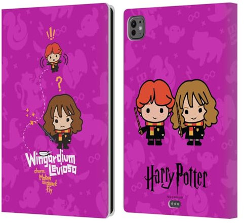 Head Case Designs Offizielle Harry Potter Hermione Ron Zauber Deathly Hallows I Leder Brieftaschen Handyhülle Hülle Huelle kompatibel mit Apple iPad Pro 11 M4 2024
