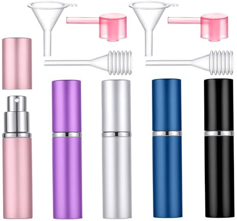 Yikimyfo 5 Pcs Mini Refillable Perfume Bottle Travel, 6ml/0.2oz Portable Travel Perfume Atomizer Cologne Sprayer Empty Perfume Spray Bottle for Traveling and Outgoing