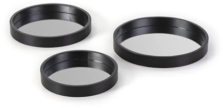 SET/3 BANDEJA 40X5 CM / 36X5 CM / 30X5 CM CRISTAL/MADERA NEGRO