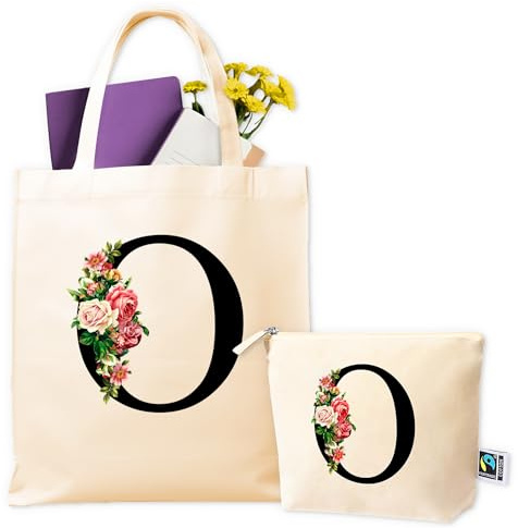 Sacs en tissu personnalisés - Tote Bag personnalisé + trousse de toilette - Sac en tissu personnalisé pour femme - Cadeaux personnalisés - Cadeau original femme - Sac de courses réutilisable