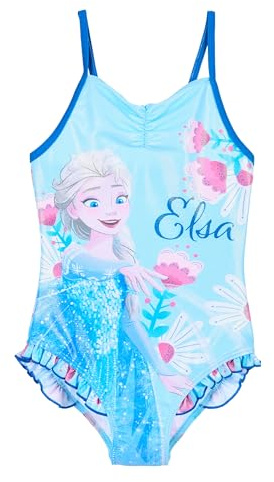 Disney Frozen - Die Eiskönigin Badeanzug Mädchen | kleine Geschenke für Kinder | ELSA Bademode | Einteiler | Urlaub Must-Haves | Bikini | Schwimmen (DE/NL/SE/PL, Numerisch, 116, Regular, Blau)
