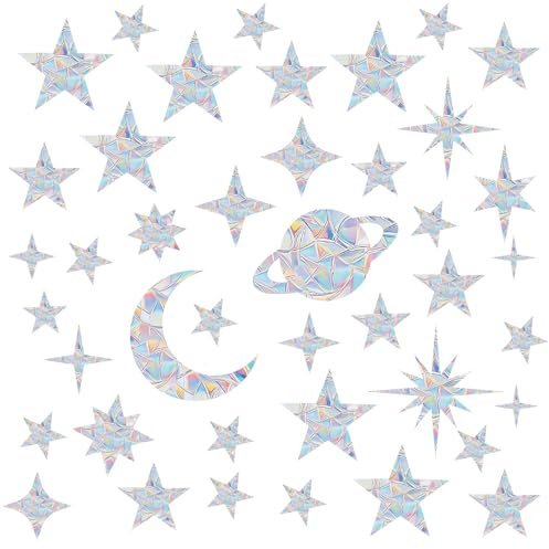 41 Pegatinas de Prisma Ventana Protección contra Aves,Atrapasol Arcoíris con Efecto Anticolisión,Película Electrostática PVC para Puertas Ventanas Vidrio,Decoración Pegatinas contra Impactos Aves