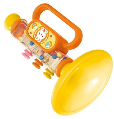 Jauarta Spielbare Spielzeug -Trompete, Multi -funktionaler Mini -Trompete, Cartoon -Design -Baby -Musikinstrument mit Erstklassigem Material, Feines Handwerkskunst für die Frühe Bildung (Gelb)