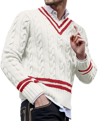 Genérico Jersey Hombre Cuello Pico-Jersey Canalé Hombre Otoño/Invierno De Punto con Diseño De Colores Contrastantes Pullover Corte Oversized Y Estilo Moderno Ideal para Looks Casuales O Capas