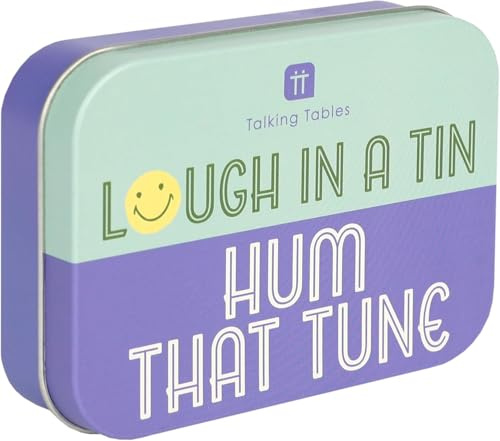Talking Tables Hum That Tune Game – Musical Party Game with 2 x Kazoo 50 Fun Song Questions – Compact Pocket Size Travel Game for Family Gatherings, Parties, Suitable for Ages 7+