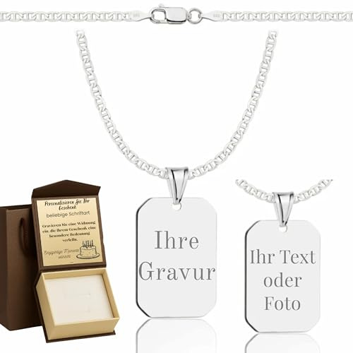 ZELYA ketten für herren silber 925, personalisierte geschenke männer - Erkennungsmarke mit gravur, militär smuck, dog tag militär
