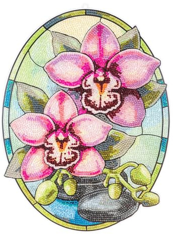 Ideen mit Herz Diamond-Painting-Fensterbild | Glaskunst-Optik | Dekoration & DIY | Material: PET (Orchideen)